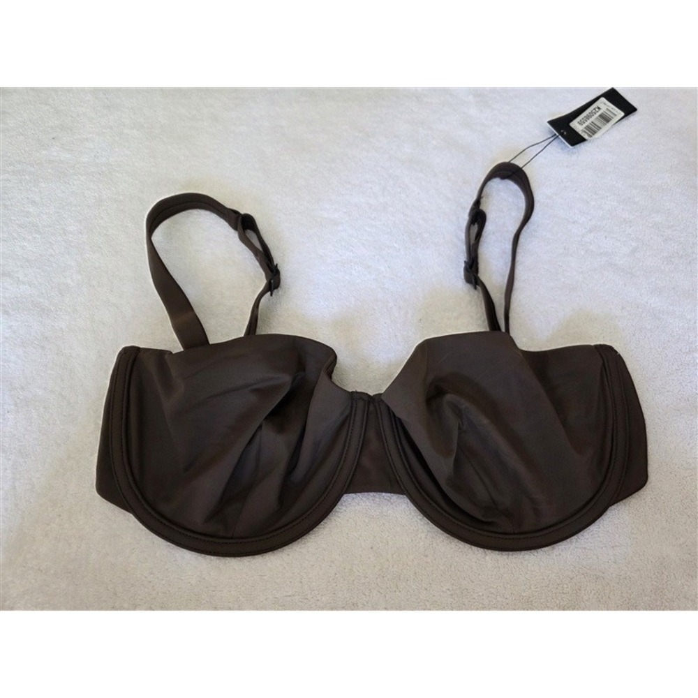 NWOT CUUP 34F 36E Balconette Underwire Black Bikini Swim Top 129701